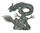 Large Bronze Chinese Dragon Sculpture with Orb