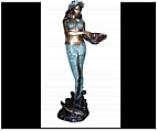 Life Size Mermaid Girl with Shell Statuary - Bronze