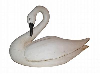 Large Swan Statue with Wood Finished Look