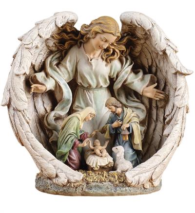 Guardian Angel Overlooking Holy Family Statue