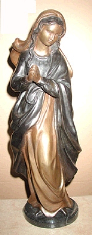 Praying Madonna Bronze Sculpture - 35"H