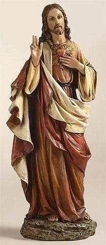 Sacred Heart of Jesus in Color Sculpture