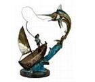 Bronze Marlin Fish Sculpture with Fisherman