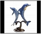 Two Dolphins Jumping Sculpture