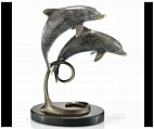 Dolphin Couple on Marble Base