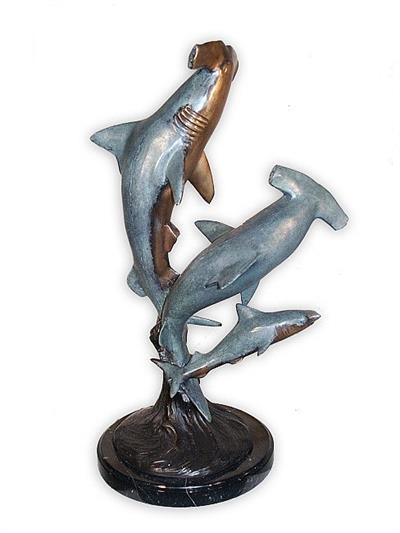 Hammerhead Bronze Sculpture, hammerhead sharks sculpture, hammerhead bronze sharks